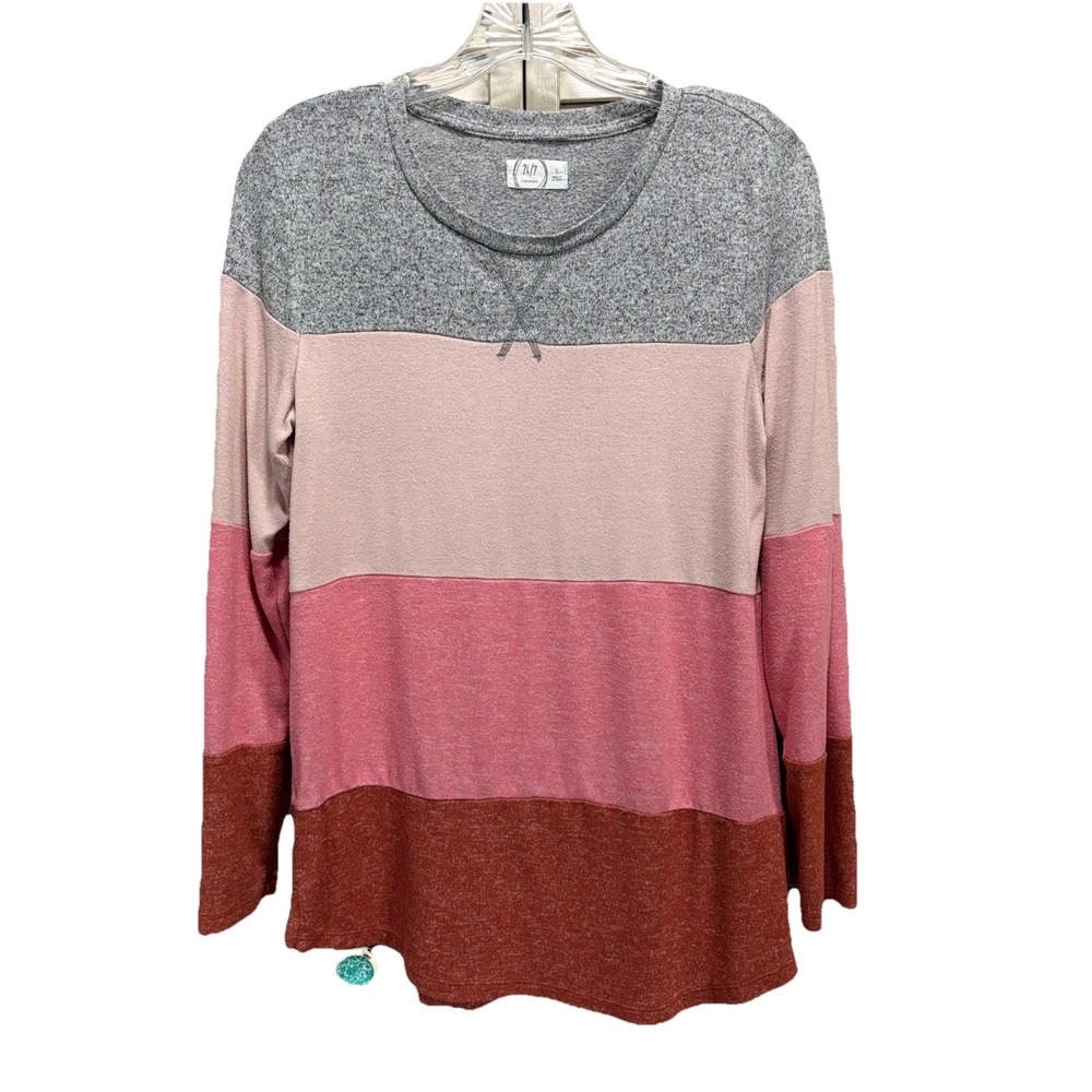 Maurices Pink/Gray Sweater Long Sleeve Round Neck Size‎ S Soft Lightweight